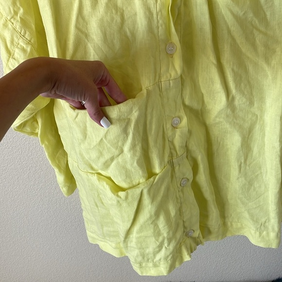 Prairie Underground Linen Lagenlook Top M Oversized Artsy Butter Yellow Loose - Picture 5 of 11